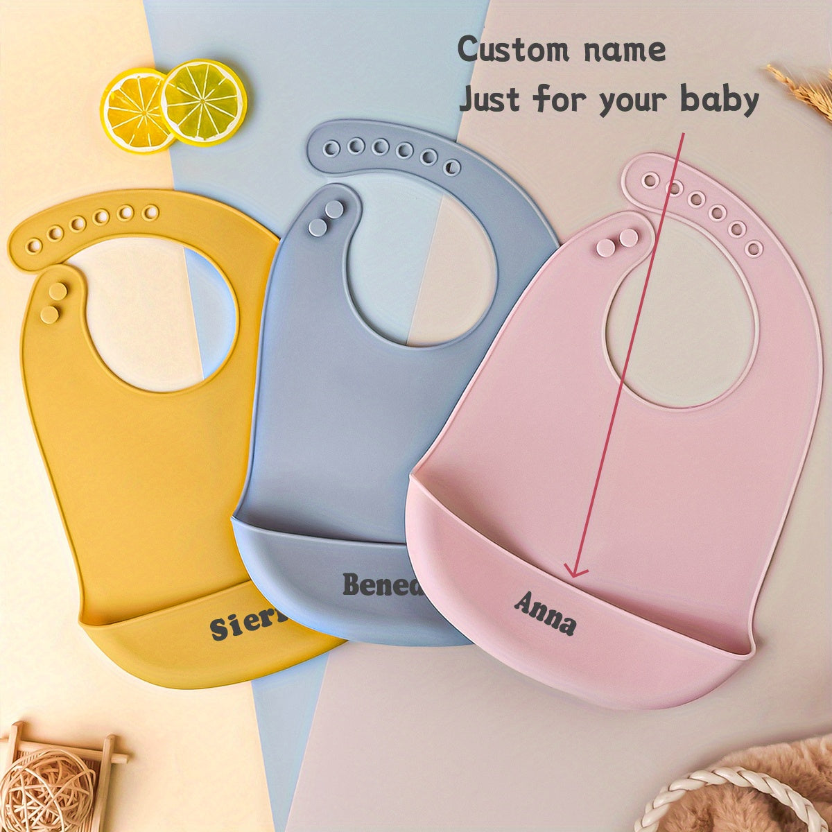 Set of 3 Cute Silicone Baby Bibs for Babies & Toddlers, Soft, Non-Messy, Adjustable Soft Silicone Feeding Bibs with Food Catcher Pocket, Colorful, Christmas, Thanksgiving, Preschool Gifts